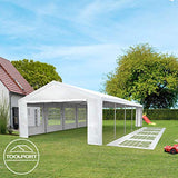 TOOLPORT Party Tent 16x33 ft Canopy PE 350 N Tarpaulin Waterproof White Garden Tent TOOLPORT