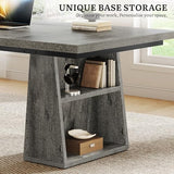 YITAHOME 63" Executive Desk, Large Office Desk Computer Desk with Double Pedestal and Storage Shelves, Wood Simple Workstations Writing Table Conference Table Business Furniture for Home Office, Grey YITAHOME