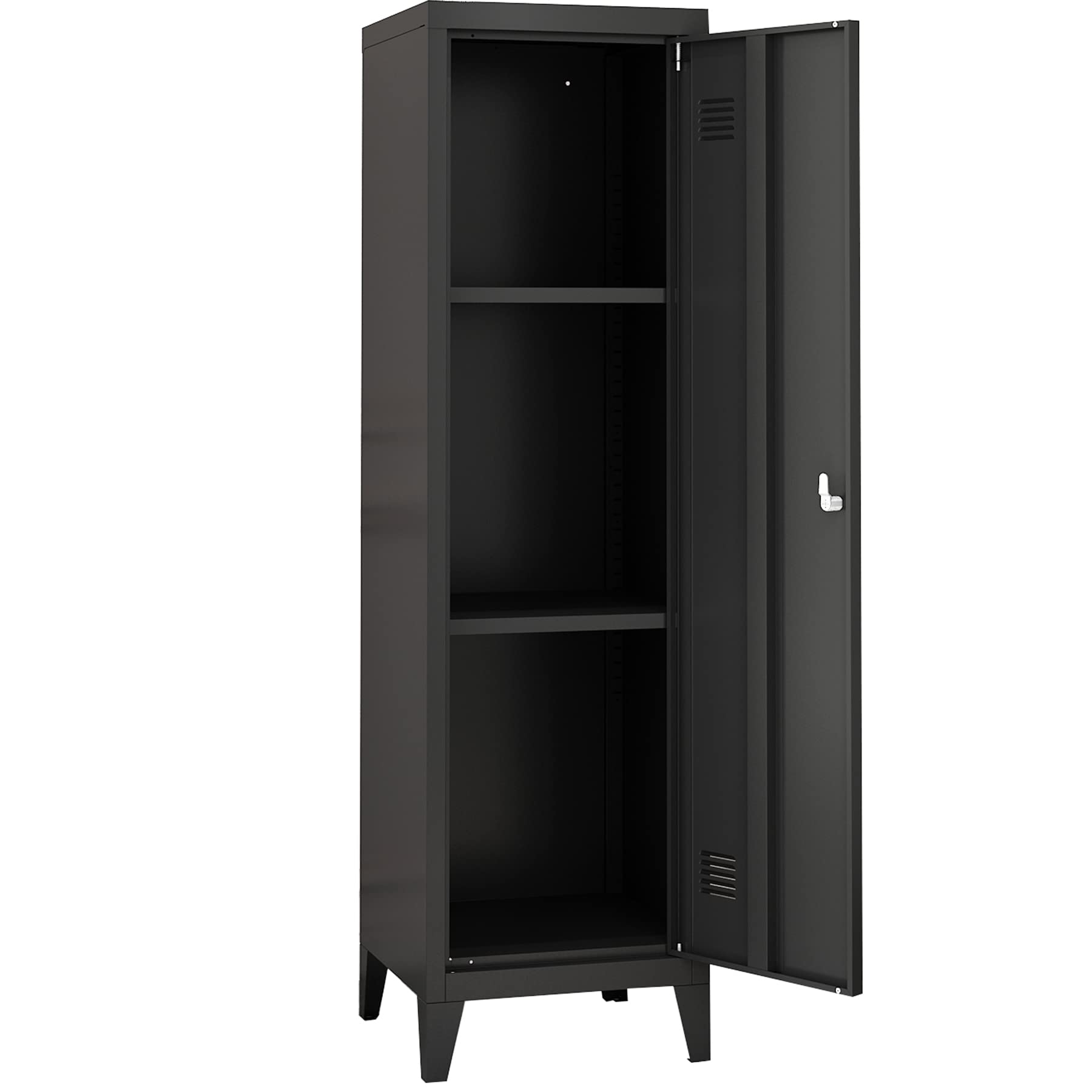 MIOCASA Metal Cabinet Home Office Storage Cabinets with Doors and Shelves Lockable 3 Door File Cabinet Organizer Coat Lockers for Kids (Black) - WoodArtSupply