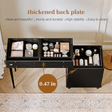 Ieejdn Black,Vanity Desk with Mirror and Lights,Makeup Vanity with Power Outlet and Adjustable Cabinet,Modern Makeup Table with 3 Drawers for Bedroom Makeup Room Ieejdn