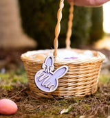 Personalized Bunny Easter Basket Tag Wooden, Custom Easter Place Card Name Easter, Basket Name Charm Kid Easter Basket Child Gift LOGGOL