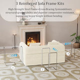 HouseMila 59" Boneless Couch,4-in-1 Futon Sofa Bed Modular Loveseat Sleeper Folding Compressed Couch with Pillows,No Assembly Required Convertible Sofa Bed for Living Room Bedroom Guest Room,Beige HouseMila