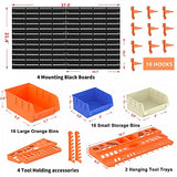 52PCS Wall Mounted Storage Bins Garage Storage Drawers with 4PCS Wall Mounting Peg Boards Workshop Parts Rack Container Tool Organizer Easy Access Compartments for Hardware Crafts Office Supplies RELIANCER