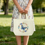 ERKOON Canvas Tote Bag Embroidery Kit for Beginners, Floral Arts Crafts Cross Stitch Kits for Adults Including Stamped Embroidery Bag with Hoops, Needle, Instruction and Color Threads (Butterfly)
