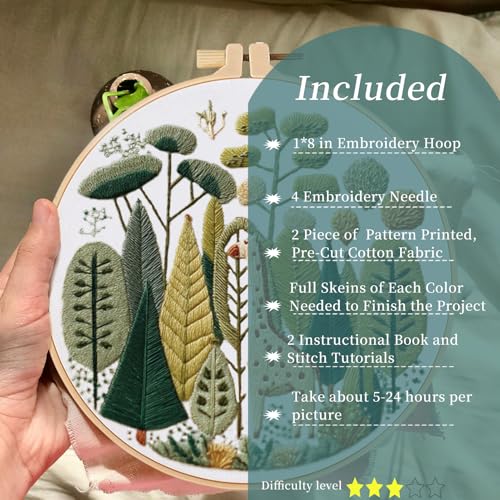FONNUY Giraffe Pre-Stamped Embroidery Pattern for Beginners, Boho Needlepoint Kits for Beginners Cross Stitch Craft Sewing Full Needles and Thread Hoop Kit (Giraffe 01)