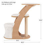beeNbkks Cat Tree for Large Cats, Modern Tall Cat Tower for Indoor Cats, Cat Tree Tower with Cat Condo Scratching Post and Perch Hammock Bed, Luxury Wood Cat Ladder Furniture for Multiple Cats Kittens beeNbkks
