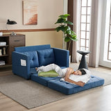 VINGLI Upgraded Loveseat Sleeper, 53.5" W 80" L Convertible Sofa Bed Couch Futon Couches for Living Room, Folding Couch Bed for Small Spaces, Foldable Floor Gaming Sofa Bed for Basement, Navy Blue VINGLI