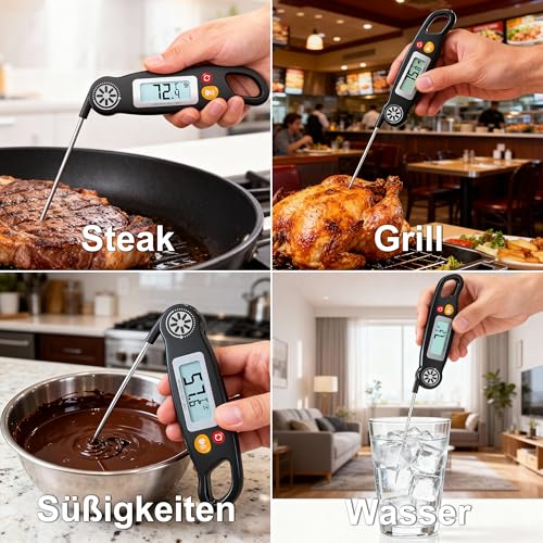 Antonki Meat Thermometer Digital - Instant Read Food Thermometer with Backlight for Cooking Grilling Baking Kitchen Candy BBQ Oil Liquid, Backlit Display, Battery Included