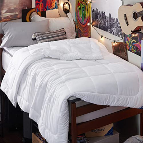 Bedsure Comforter Duvet Insert - Quilted Comforters Twin XL Size, All Season Duvet, GentleSoft Down Alternative Bedding, with 8 Tabs, Gifts for Women/Men, White, Twin XL 92 x 68 Inches Bedsure