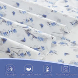 Twin Bed Sheet Set 3PC Printed Light Blue Flower Pattern Cooling 1800 Microfiber with Deep Pocket, Hotel Luxury, Soft, Breathable, Hypoallergenic, Wrinkle Free, Single Bedding for Kids, College Dorm KACEMOO