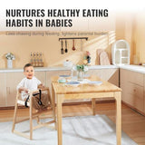 VEVOR Wooden Double Solid Wood Feeding, Eat & Grow Portable High, Easy to Clean Baby Booster Seat, Compact Toddler Chair, Natural VEVOR