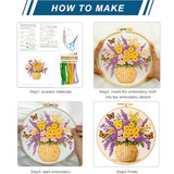 Zhenqing Butterfly Flower Embroidery Kit 4 Pack, Beginner Floral Craft Set with 20cm Hoop, Printed Patterns on 29x29cm Cotton Fabric, DIY Nature Design (JC0083)
