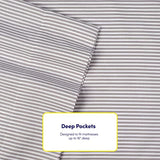 King Size Bed Sheets - 6 Piece 1500 Supreme Collection Fine Brushed Microfiber Deep Pocket King Sheet Set Bedding - 2 Extra Pillow Cases, Great Value, King, Classic Stripe Gray Sweet Home Collection