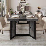 knoworld Industrial Dining Table for 6-8 People, 71" Large Long Wooden Kitchen Table with Sturdy Metal Frame & Brown Finish, Rustic Style Rectangular Dinner Table for Dining Room, Kitchen (Oak Gray) knoworld