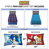 Franco Kids Bedding Super Soft Microfiber Sheet Set, Twin, Sonic The Hedgehog, Anime Franco