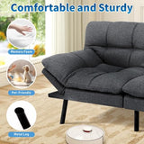MUUEGM Futon Sofa Bed, 71" Convertible Linen Memory Foam Couch Bed, Modern Backrests Armrests Love Seat for Living Room,Apartment,Office,Charcoal Grey Sleeper Couch MUUEGM