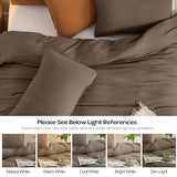 Simple&Opulence Linen Muslin Duvet Cover Set Queen Size, 3Pcs Brown Linen Cotton 3-Layer Gauze Minimalist Comforter Cover 88”x92”, Ultra Soft Breathable Seersucker Bedding Set with 2 Pillowcases Simple&Opulence