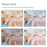 Flysheep Pink Ruffle Quilt Set Twin Size, 2 Pieces Shabby Chic Farmhouse Striped Bedspread Coverlet Set, Solid Lightweight Soft Microfiber Bed Cover for Kids (1 Ruffled Quilt + 1 Pillow Sham) Flysheep