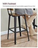 VASAGLE Industrial Style Set of 2 Backed Bar Stools with Steel Frame in Rustic Brown and Black VASAGLE
