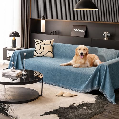 Feyocn 100% Waterproof Sofa Covers for Pets Couch Covers Dogs Cats Sofa SlipCover for Sectional Couches Reclining Armseat Futon Washable Furniture Protector Covers for Living Room(71" x 51", Blue) Feyocn