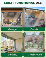 Erfolkerz 7'H x10'W Outdoor Vinyl Curtain 19oz Thicked Clear Tarps, Vinyl Patio Enclosure,Clear Outdoor Curtains Heavy Duty Waterproof Transparent Tarp with Grommets for Patio Gazebo Balcony Pergola Erfolkerz