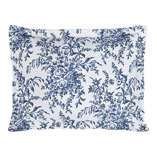 Laura Ashley - Twin Quilt Set, Soft & Reversible Cotton Floral Bedding with a Medium Weight Feel, 2 Piece Bed Set with Matching Pillowcases (Bedford Delft Blue) Laura Ashley
