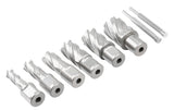 Accusize Industrial Tools Hss Professional Annular Cutter Set 1'' Cutting Depth, 7/16'' to 1-1/16'' with 3/4'' Weldon Shank, 8 Pc Set, HSS1-0000 Accusize Industrial Tools