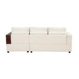 Christopher Knight Home Davinz 87.4" L-Shaped Sectional Sofa, Chenille 3 Seater Couch, Sectional Couches with Chaise Lounge, Upholstered Sofa Couch with Reversible Armrests for Living Room, Beige Christopher Knight Home