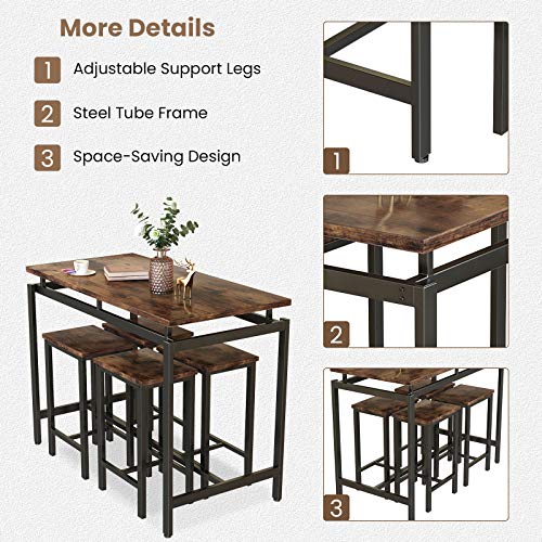 Recaceik 5-Piece Modern Wood Dining Table Set for Small Spaces - Perfect for Kitchen, Breakfast Nook, and Living Room - WoodArtSupply