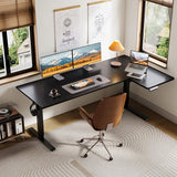 OffiGo Electric L Shaped Standing Desk, 63 Inches Height Adjustable Table, Reversiable Corner Stand Up Desk, Lifting Computer Table for Home Office, Computer Workstation, Carbon Fiber Black OffiGo