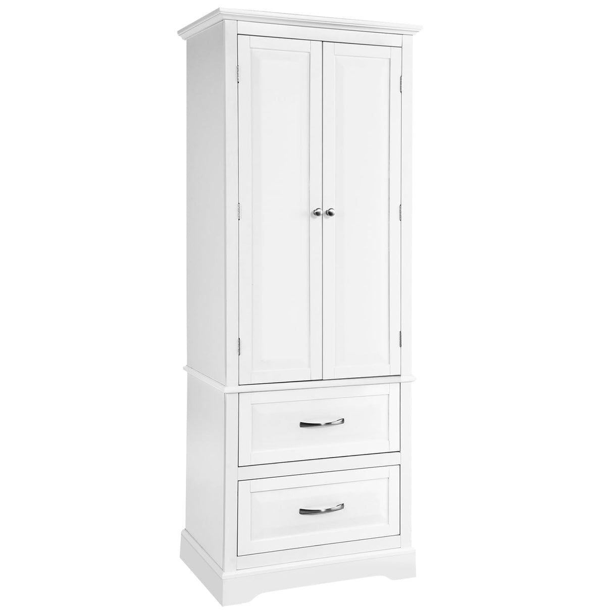 Tangkula 62" H Kitchen Pantry Cupboard, Freestanding Storage Cabinet w/Adjustable Shelves & 2 Large Drawers, Tall Floor Cabinet Home Storage for Kitchen Living Room Bathroom (White) Tangkula