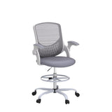 Tall Office Chair, Drafting Chair, Standing Desk Chair, High Adjustable Office Mesh Chair, Ergonomic Counter Height Computer Rolling Chair with Flip-up Armrests and Foot-Ring for Bar Height Desk edx