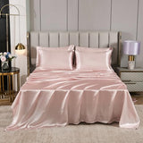 Herside Pink Mocha Satin Comforter Set 7 Pcs Full Size Bed in a Bag Luxury Satin Bedding Set with Comforter Pillowcases and Sheets Sets Mini Pompoms Design Super Soft Silky Bed Set for All Seasons Herside