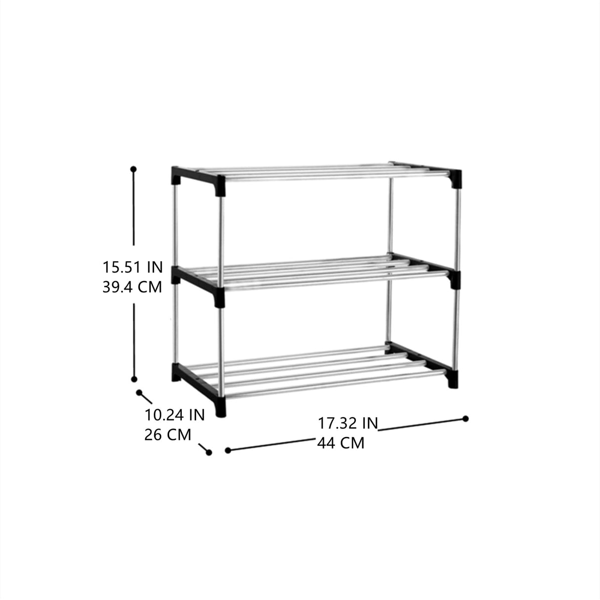 Xerhnan 3-Tier Stackable Small Shoe Rack, Lightweight Shoe Shelf Storage Organizer for Entryway, Hallway and Closet(Black) Xerhnan