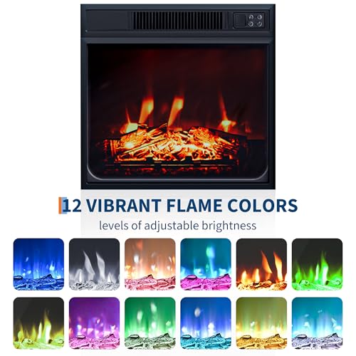 67" Fireplace TV Stand with Mantel, 18" Electric Fireplace Insert & Cabinets, Entertainment Center for Living Room or Bedroom, Fits TVs Up to 67", Remote Control, Brown PeakPursuit