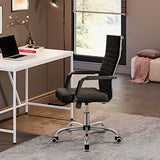 Shahoo PU Leather Office Chair, Mid-Back Chairs, Executive Swivel Armchair for Conference Room, Home Offices, Black Shahoo