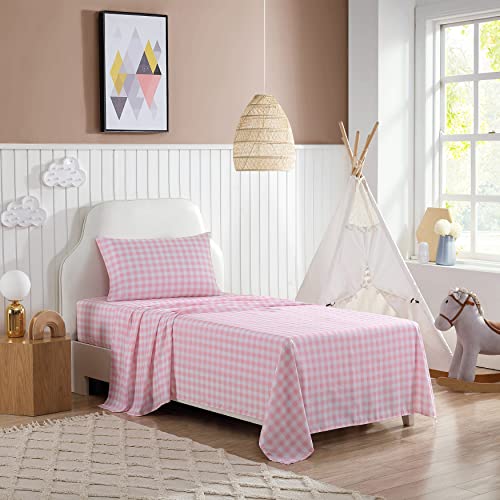 Eddie Bauer Kids - Twin XL Sheets, Stain-Resistant Toddler Bedding with Matching Sham(s), Super Soft, Ideal Pink Room Essentials (Poppy Plaid Pink, Twin XL) Eddie Bauer