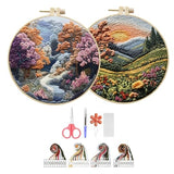 Hzkokon 2 Pack Embroidery Kit for Beginners Adults Cross Stitch Kits Hand Embroidery Kit Includes Stamped Flower Pattern, Hoop, Color Threads,Tools & Follow Instruction