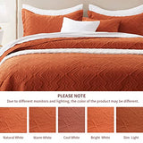 LEAONME Quilt Set King Size 3 Pieces, Lightweight Burnt Orange/Rust Bedspread-98''x106'', Soft Microfiber Summer Quilt, Luxurious Warm Coverlet Set for All Seasons (Includes 1 Quilt, 2 Shams) LEAONME