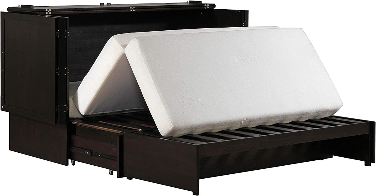 Mega Solutions Emurphybed Daily Delight Murphy Cabinet Chest Bed with Charging Station 8 Inch, Queen (Java) Mega Solutions