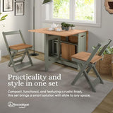 SECONIQUE Santos Butterfly Dining Set – 4 Assembled Foldable Chairs + 1 Folding Table – Space-Saving Table with Nesting Chairs - Compact and Easy to Assemble - Green & Rustic Pine Wood SECONIQUE