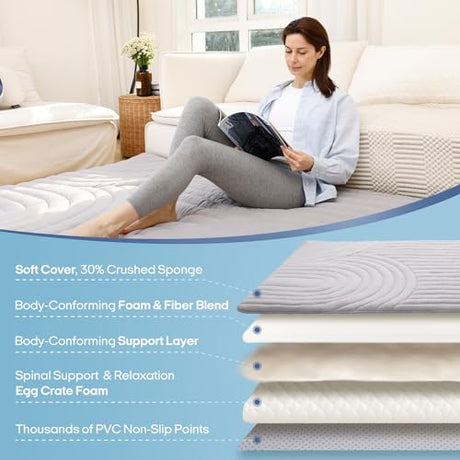 ZonLi Japanese Floor Mattress Futon Mattress Twin Size, Thicken Roll Up Tatami Mat Washable Cover, Portable & Foldable Floor Bed Mattress for Sleeping, Dormitory, Adult Kids ZonLi