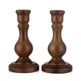 Sziqiqi Wood Candle Holders for Candlesticks - Set of 2 Wooden Taper Candle Holder for Home Dinner Table Fireplace Mantel Entryway Decoration Wedding Centerpiece 6.7inch Sziqiqi