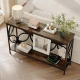 GiftGo Narrow Sofa Table 47.2 Inch, Industrial Sofa Table Behind Couch, Vintage Entry Console Table with Storage for Entryway, Living Room, Foyer, Elegant Design (Rustic Brown, 47.2) GiftGo