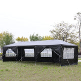 10x30' Canopy with 8 Sidewall,Heavy Duty Canopy UPF 50+ All Season Wind Waterproof Commercial Outdoor Wedding Party Tents for Parties Canopy Gazebo with Roller Bag(10 x 30 ft Black) Shyneer