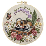Needlework Embroidery Kit for Beginners,Dog and Record Player Pattern Handmade Cross Stitch Sewing Craft Kit,7.87 inch Hoop,Floss & Needles for Craft Lover Gifts 29 * 29cm