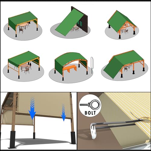 ShadeMart 12' x 18' Sand Beige Pergola Sun Shade Canopy Replacement Cover UPF50, Commercial Grade 260 GSM Cloth for Outdoor Patio, Garden, Deck, Backyard (We Make Custom Size) ShadeMart