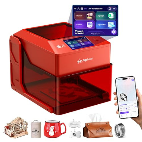 AlgoLaser 5W Smart Laser Engraver Machine, Class 1 Portable Laser Cutter with Built-in 2.0 AlgoOS System, No Computer Required, Laser Engraving for Wood, Acrylic, Leather. AlgoLaser