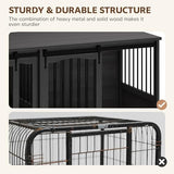 Homiflex 70.86" Double Dog Crate Furniture for 2 Medium Large Dogs Wooden Heavy Duty Dog Kennel Furniture with 2 Sliding Doors and Divider Decorative Dog Cage TV Stand End Table for Indoor Drak Grey Homiflex