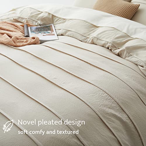 Oli Anderson Beige Duvet Cover King Size - Pleated King Duvet Cover, 3PCS Soft and Breathable Textured Bedding Set with Zipper Closure(Beige,104"x90") Oli Anderson
